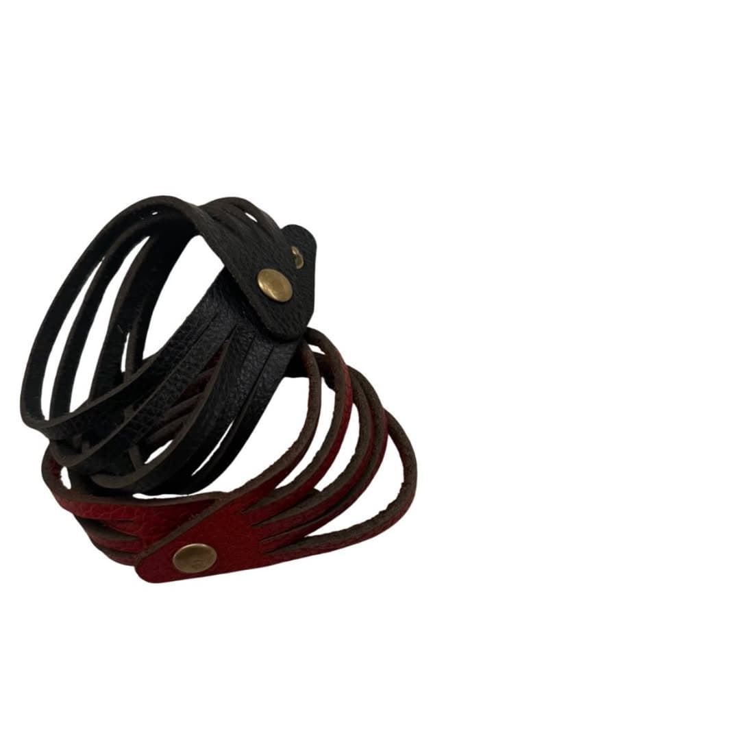Ewcruel STRIPED LEATHER BRACELET BLOOD RED, Ewcruel, foto 3